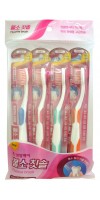 Fluorine Toothbrush Set / Набор : Зубная щетка cо сверхтонкой двойной щетиной  (средней жесткости и мягкой) “Фтор”, 4шт