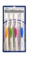 Nano Silver Toothbrush Set / Набор: Зубная щетка c наночастицами серебра и сверхтонкой двойной щетиной (средней жесткости и мягкой), 4шт