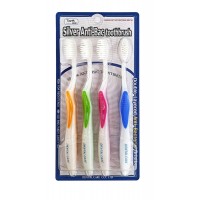 Nano Silver Toothbrush Set / Набор: Зубная щетка c наночастицами серебра и сверхтонкой двойной щетиной (средней жесткости и мягкой), 4шт