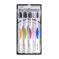 Nano Charcoal Toothbrush Set / Набор: Зубная щетка c древесным углем и сверхтонкой двойной щетиной (средней жесткости и мягкой), 4шт.