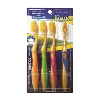 Nano Gold Toothbrush Set / Набор: Зубная щетка c наночастицами золота и сверхтонкой двойной щетиной (средней жесткости и мягкой), 4 шт